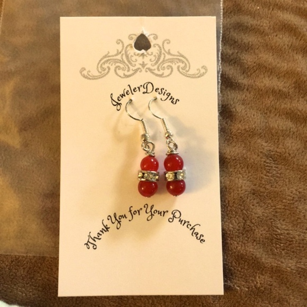 Red Agate Stone Earrings Artesian made in Silver